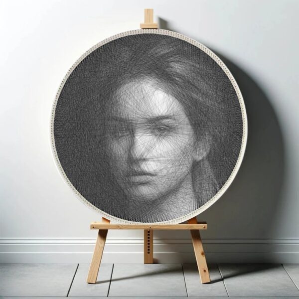 single face thread art.